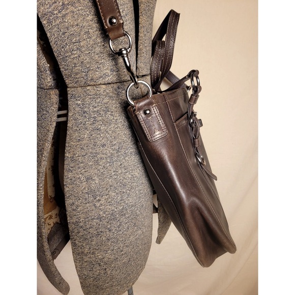 Coach Soft Dark Brown Leather 2 Way Chelsea Tote Bag Purse Crossbody F14015 - Picture 3 of 16